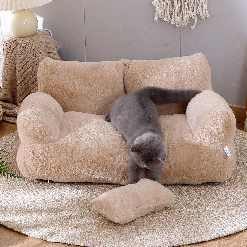 Luxury Cat Bed Sofa – Plush Winter Pet Nest for Cats & Small Dogs | Soft, Warm & Comfortable