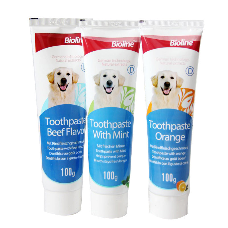 Bioline Natural Dog Toothpaste – Beef, Mint & Orange Flavors for Fresh Breath & Healthy Gums