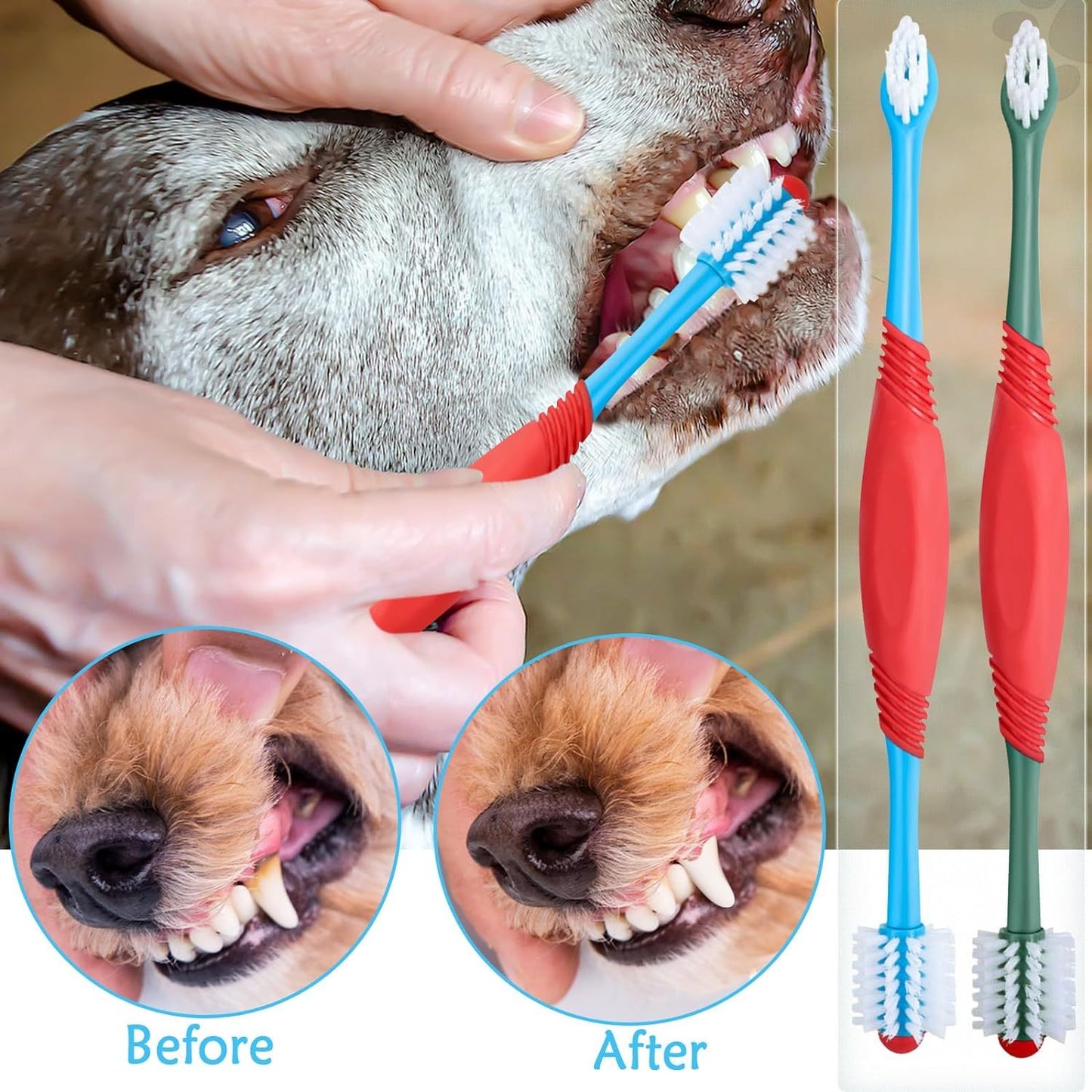 360° Dual-Head Dog Toothbrush – Gentle, Effective Dental Care for Dogs & Cats