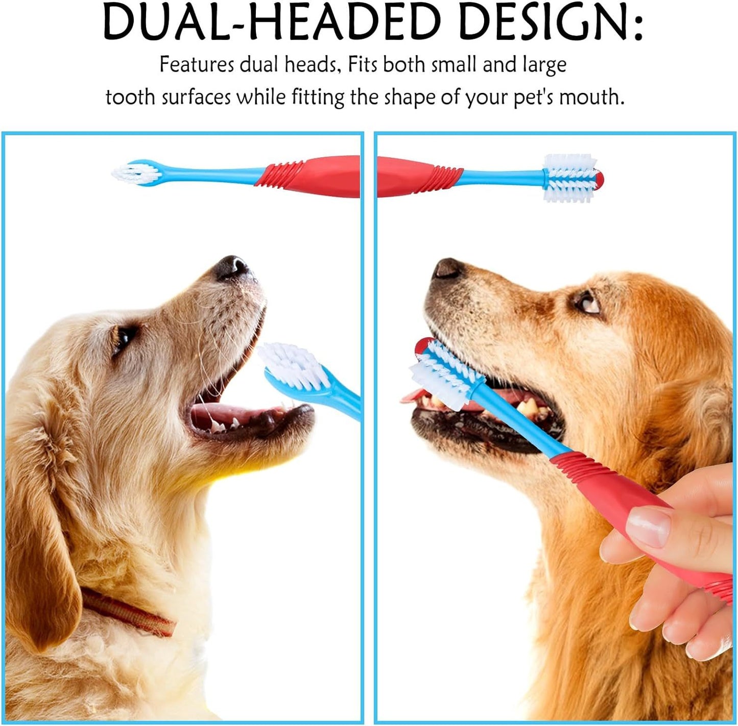 360° Dual-Head Dog Toothbrush – Gentle, Effective Dental Care for Dogs & Cats
