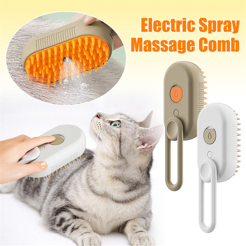 3-in-1 Pet Grooming Brush – Steam, De-shedding & Massage