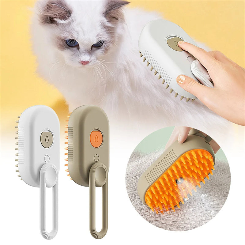 3-in-1 Pet Grooming Brush – Steam, De-shedding & Massage