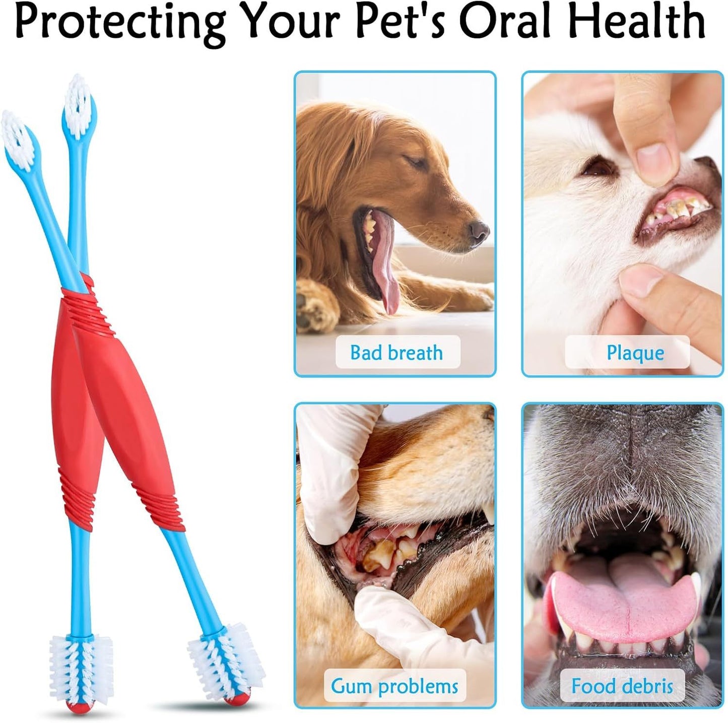 360° Dual-Head Dog Toothbrush – Gentle, Effective Dental Care for Dogs & Cats