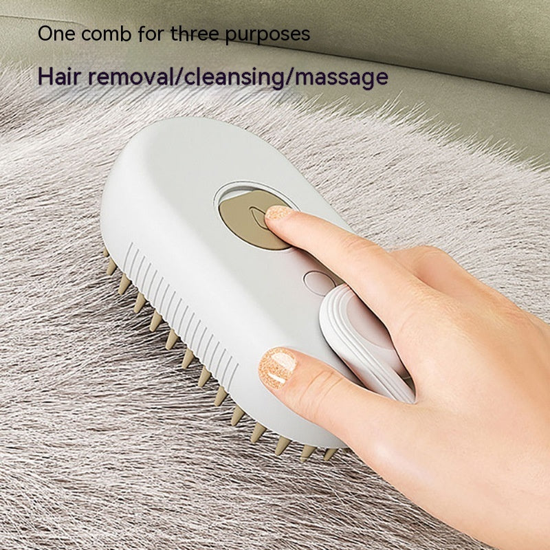 3-in-1 Pet Grooming Brush – Steam, De-shedding & Massage